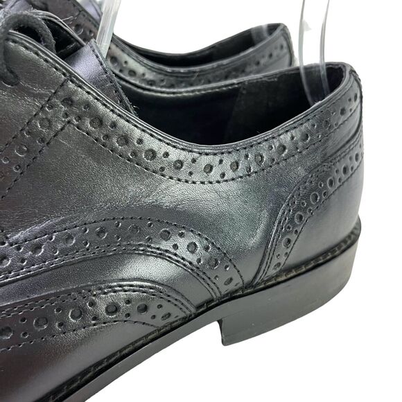 Nunn Bush Mens Comfort Gel Wingtip Oxford Real Leather Black Dress Shoes 11.5 main image 4